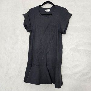 Isabel Marant Etoile Black Gemma Linen Blend Flounce Shirt Dress Small